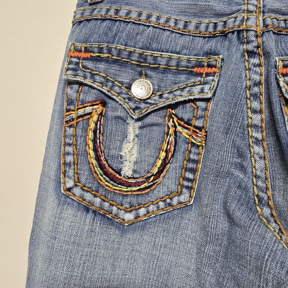 True Religion World Tour Joey  Super T Jeans‎ Womens 30x31 Thick Stitching Y2K - Picture 5 of 9